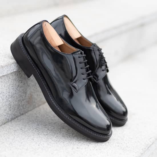 Black Plain Toe Derby Shoes Men Formal Shoes