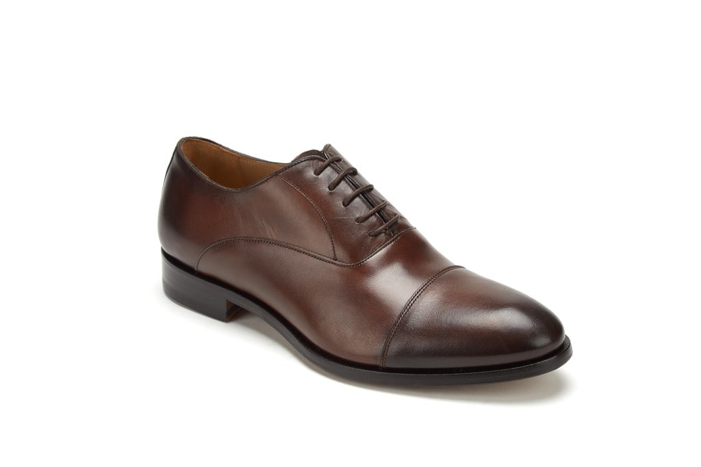 Dark Brown Cap Toe Oxfords Leather Shoes For Men